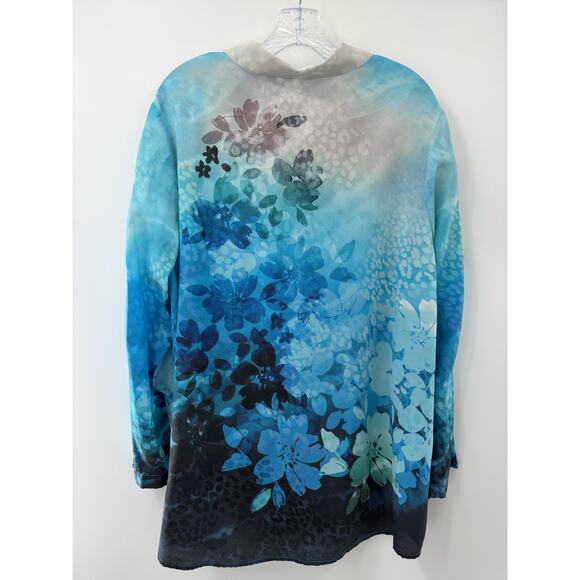 Soft Surroundings Long Sleeve Jolene Silk Watercolor Floral Blouse Sz 1X EUC - Picture 7 of 8